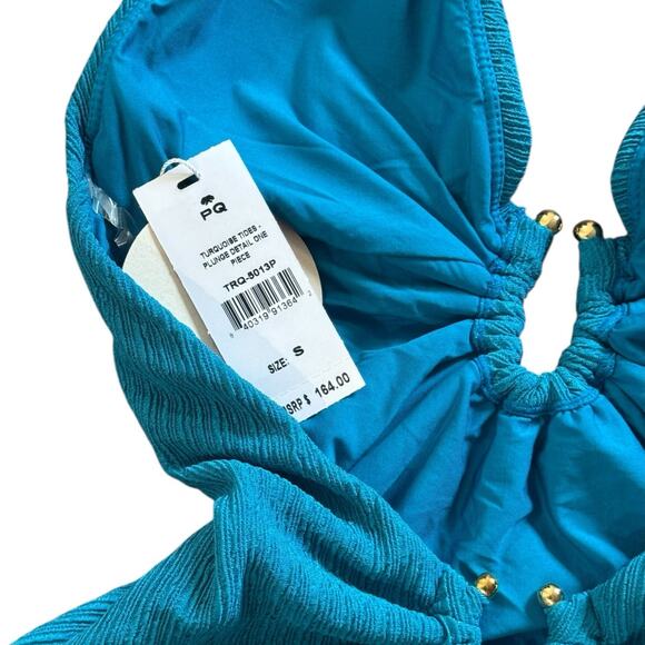 NWT! PQ Swim Plunge Detail One Piece in Turquoise Tides - Size Small - Picture 8 of 11